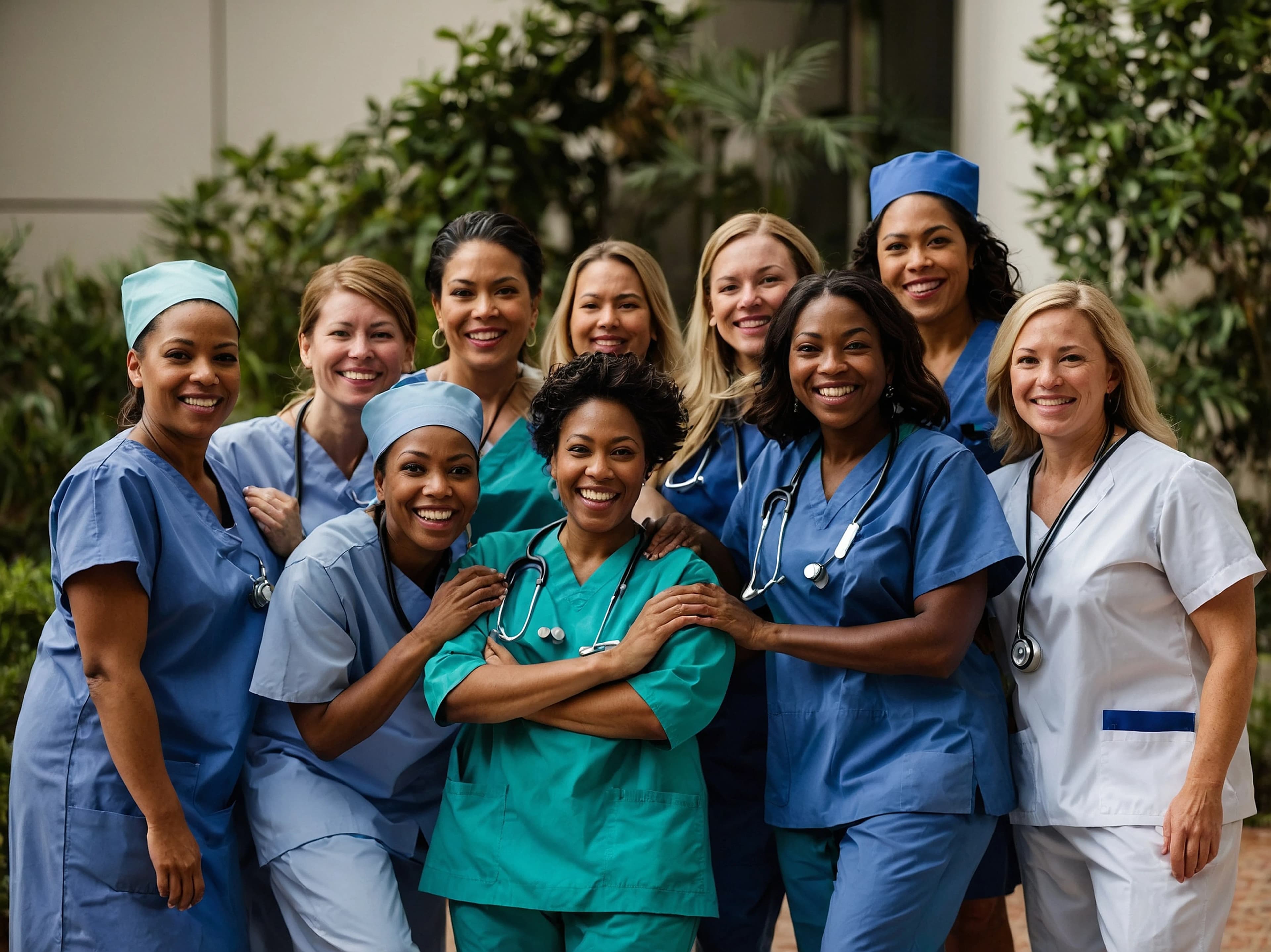 Group of nurses celebrating together