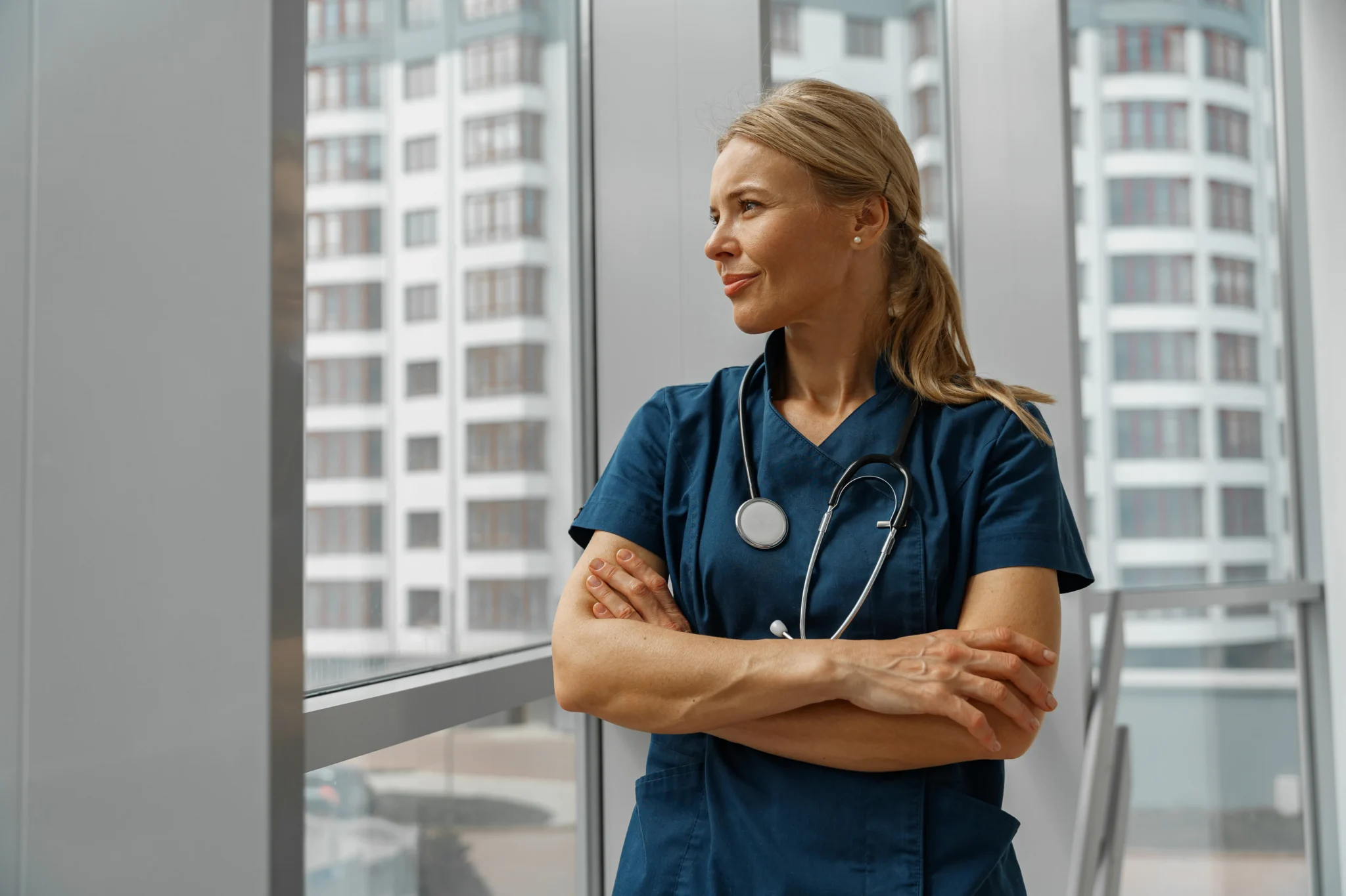 Healthcare professional assisting a patient